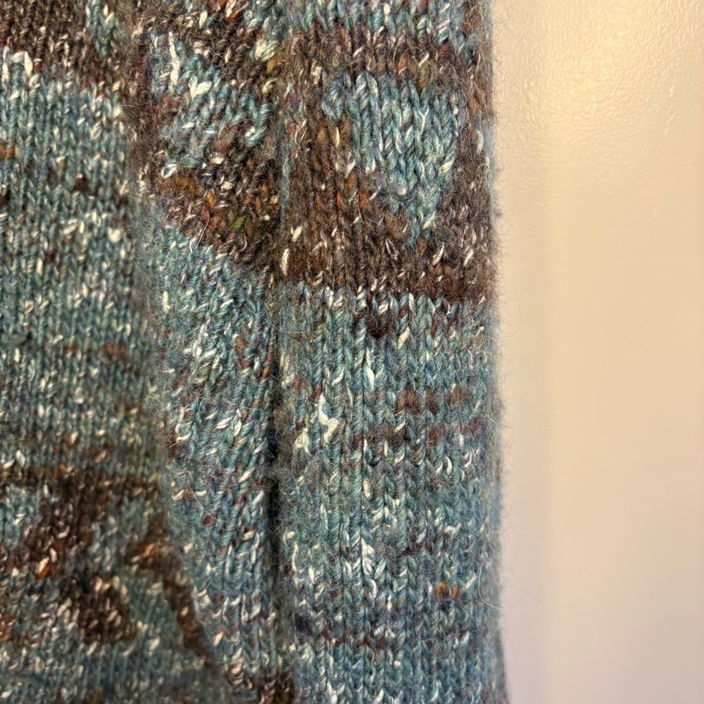 Manaaki Koro Intarsia Cardigan Forest Size M Men Wool Alpaca Silk Blend Natural - Picture 5 of 12